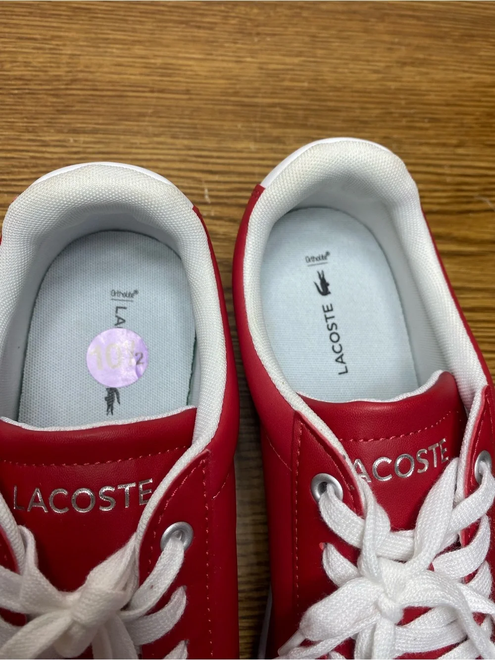 Lacoste Hydez Leather Sneakers Shoes Red White Mens Size 10.5 New No Box